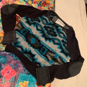 Dolan for free people scoop neck sweater sweatshirt xs teal blue gray black wool